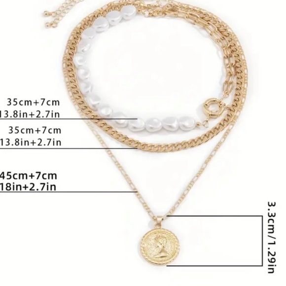 Pearl Toggle Layered Gold Coin Necklace - Picture 4 of 5